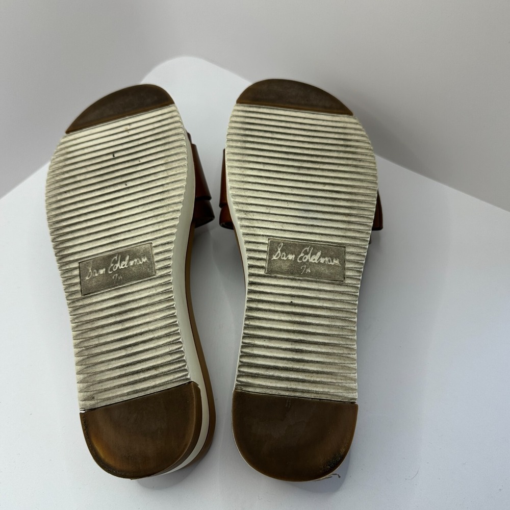 Sam Edelman Ariane Dark Bourbon Open Toe Buckle Flat Leather Slides Sandals 7.5 - Picture 7 of 8